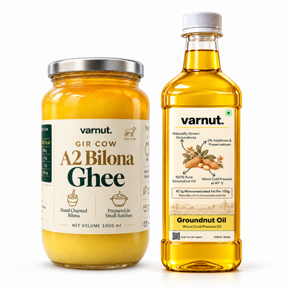 1KG A2 Gir Cow Bilona Ghee & Groundnut Cold Press Oil