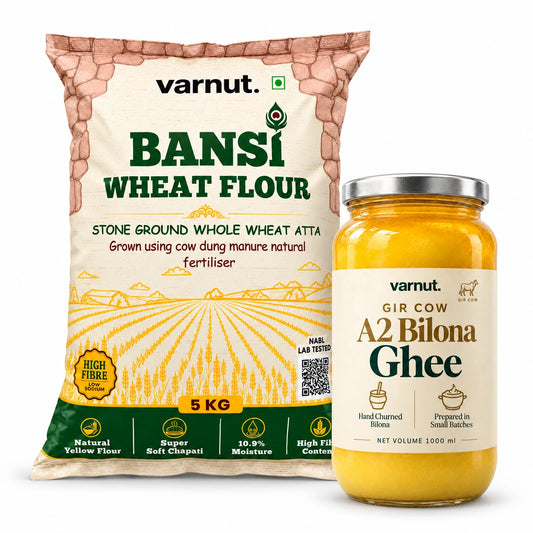 5Kg Bansi Wheat Flour & 1L A2 Gir Cow Ghee | Combo Pack