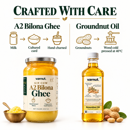 1KG A2 Gir Cow Bilona Ghee & Groundnut Cold Press Oil