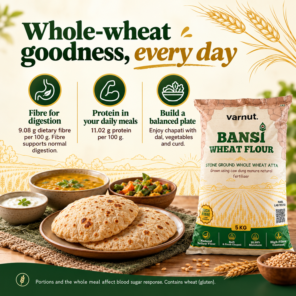 Bansi Wheat Flour | High Fibre, Low Sodium  | NABL Lab Tested