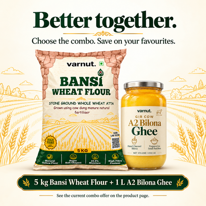 5Kg Bansi Wheat Flour & 1L A2 Gir Cow Ghee | Combo Pack
