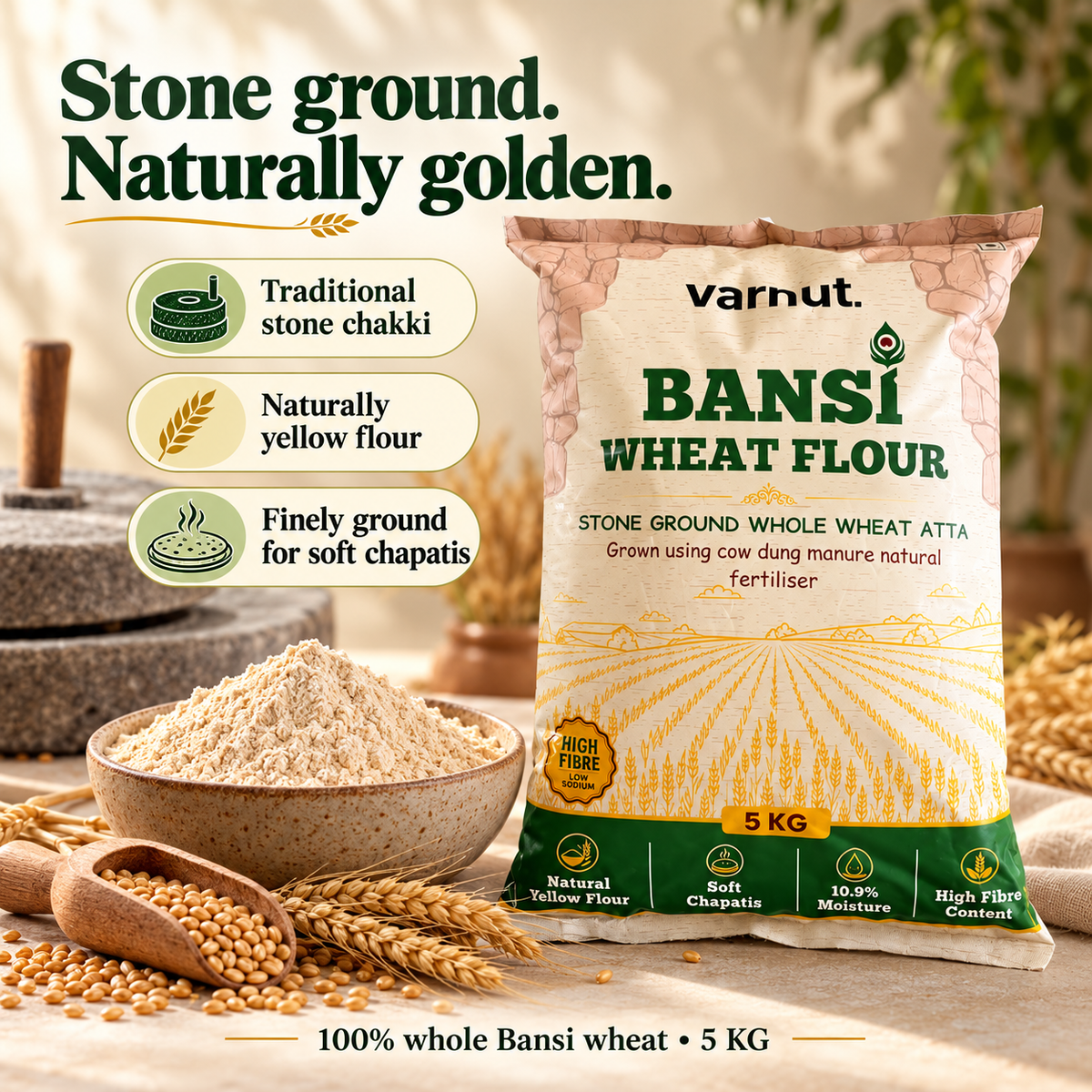 Bansi Wheat Flour | High Fibre, Low Sodium  | NABL Lab Tested