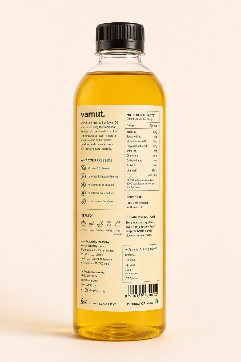 Cold Pressed Sunflower Oil | Slow Pressed | Vitamin E